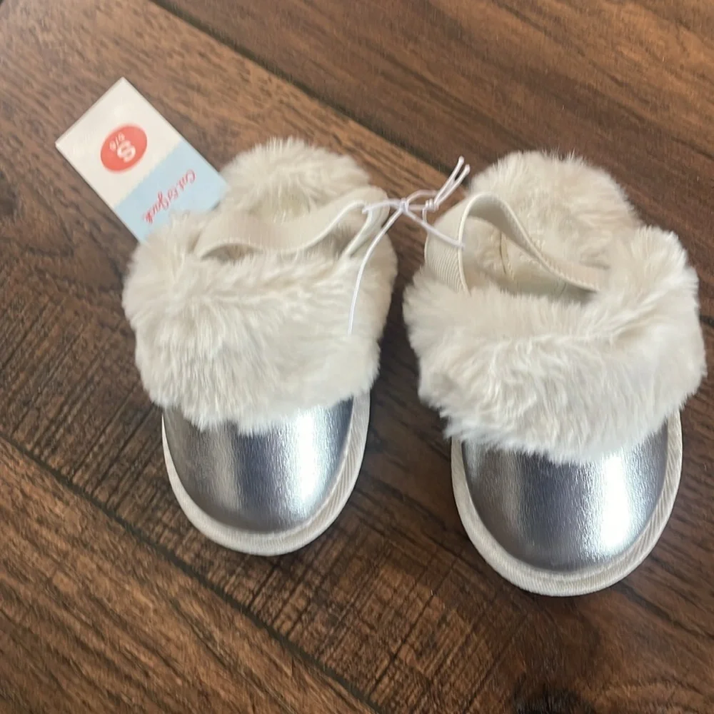 Cat & Jack Silver Kids Shoes with Faux Fur